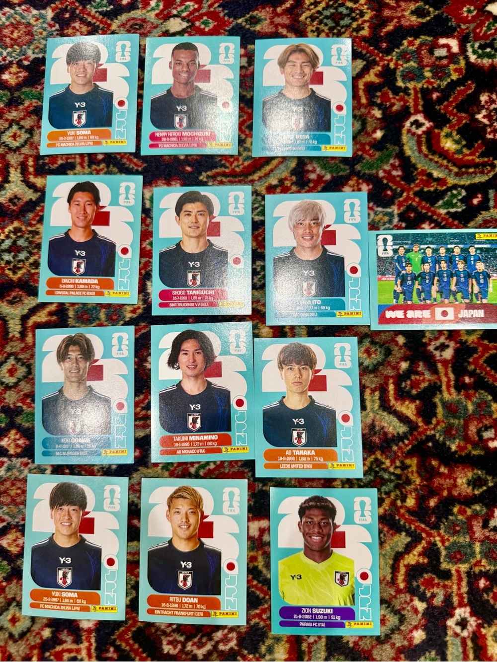 WORLD CUP 2026 PANINI STICKER  JAPAN SOCCER  TEAM. LOT OF 13 STICKERS. BRASIL E